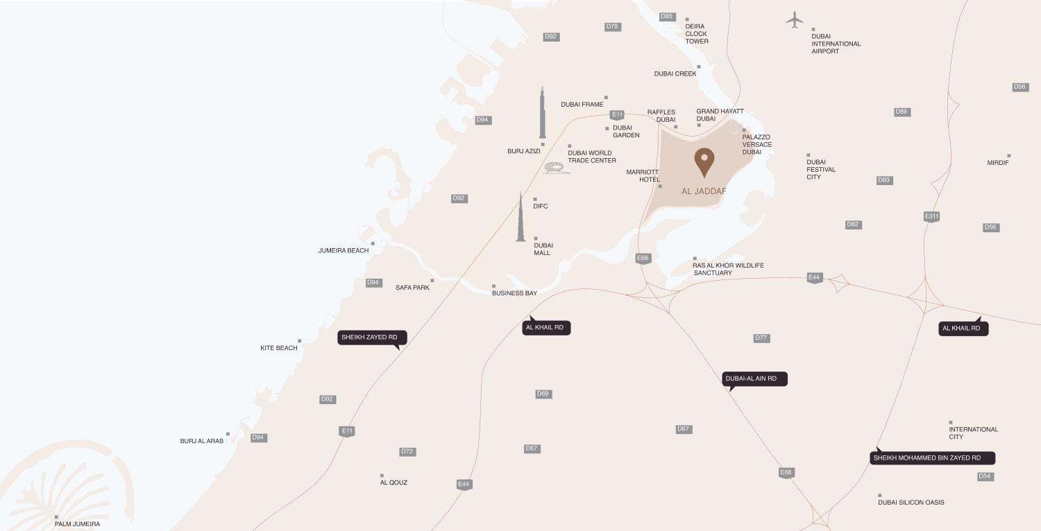 Map of Al Jaddaf and its surroundings