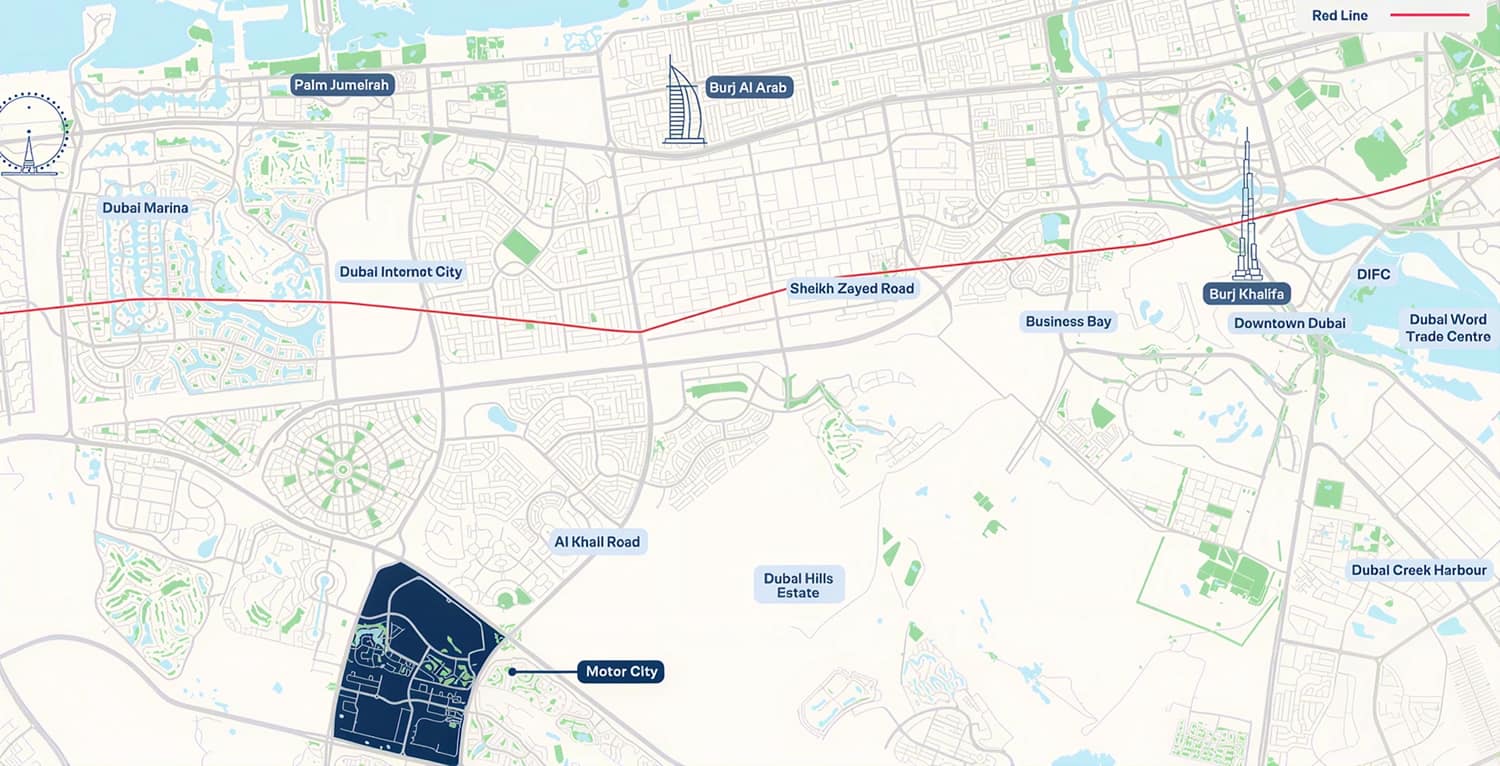 Map of Motor City and its surroundings