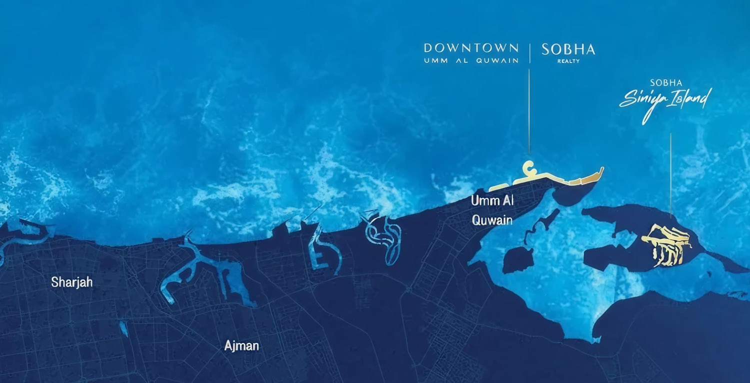 Map of Downtown Umm Al Quwain and its surroundings