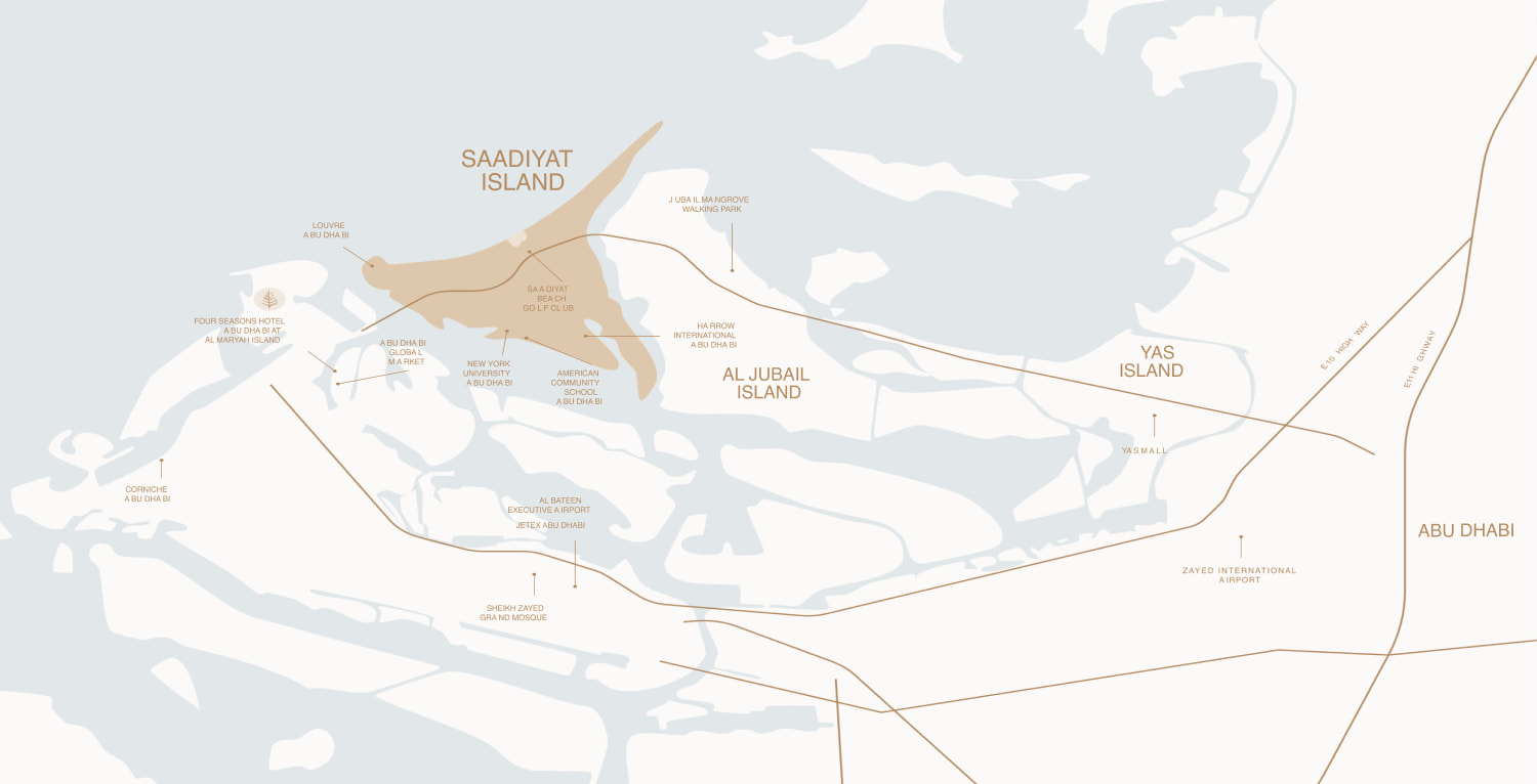 Map of Saadiyat Island and its surroundings