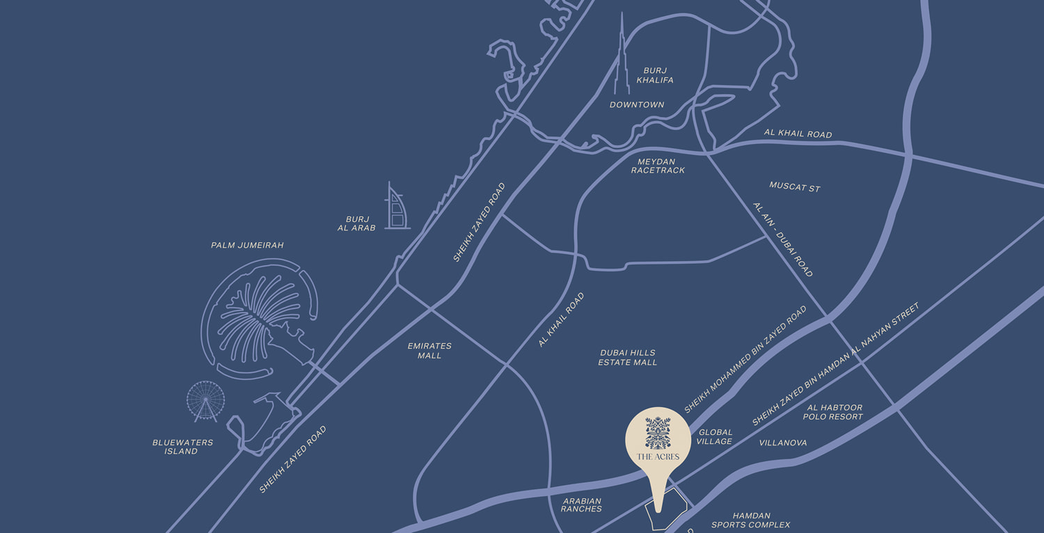 Map of The Acres and its surroundings