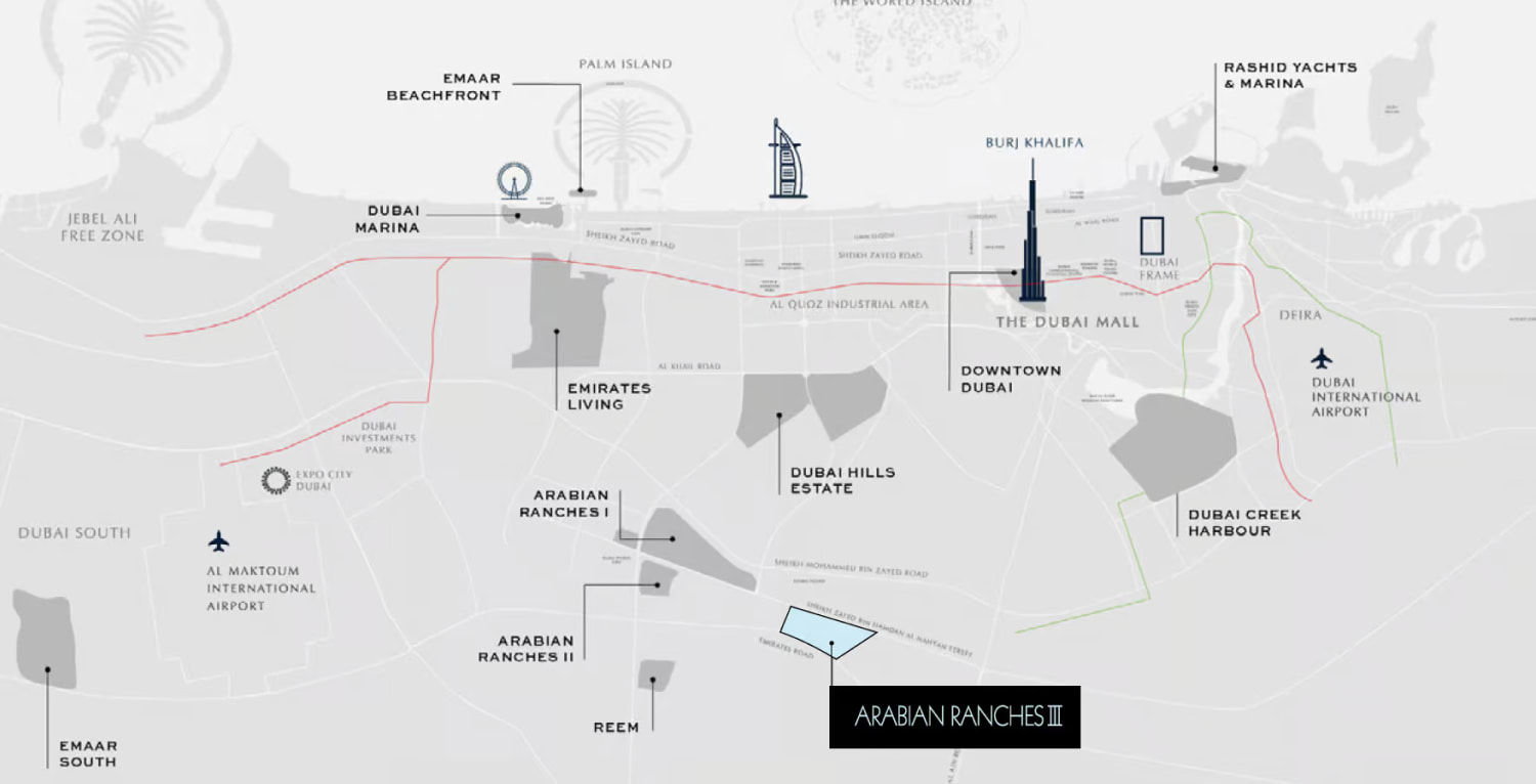 Map of Arabian Ranches II and its surroundings