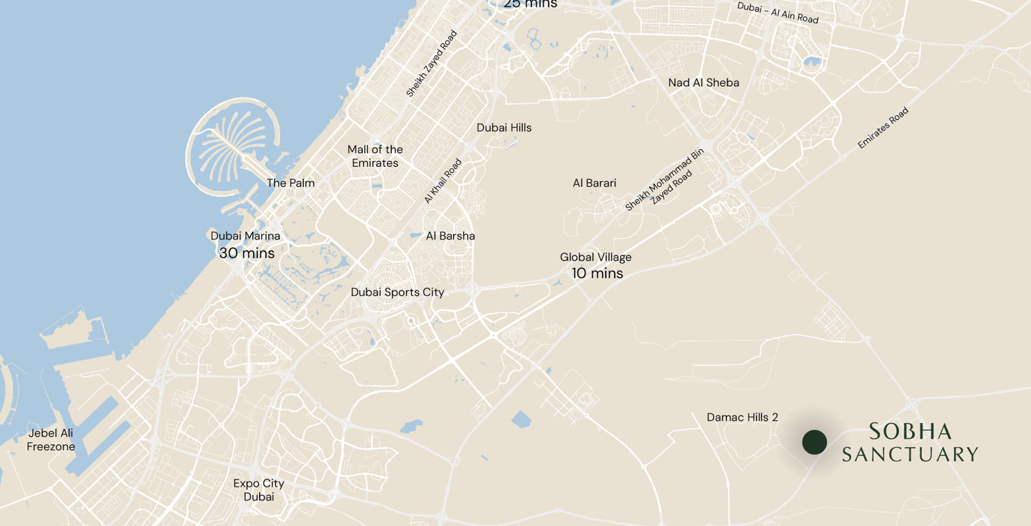 Map of Sobha Sanctuary and its surroundings