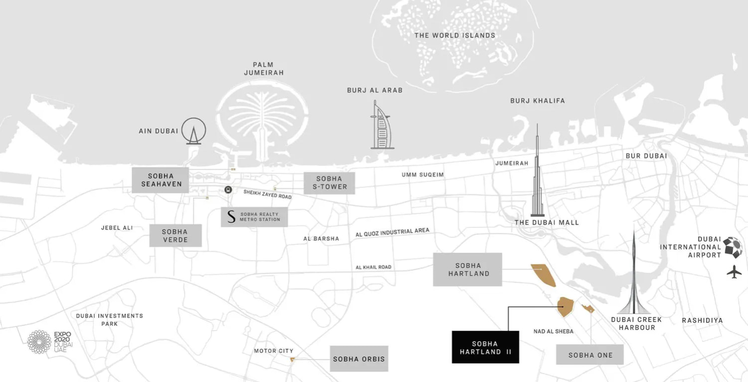 Map of Sobha Hartland 2 and its surroundings