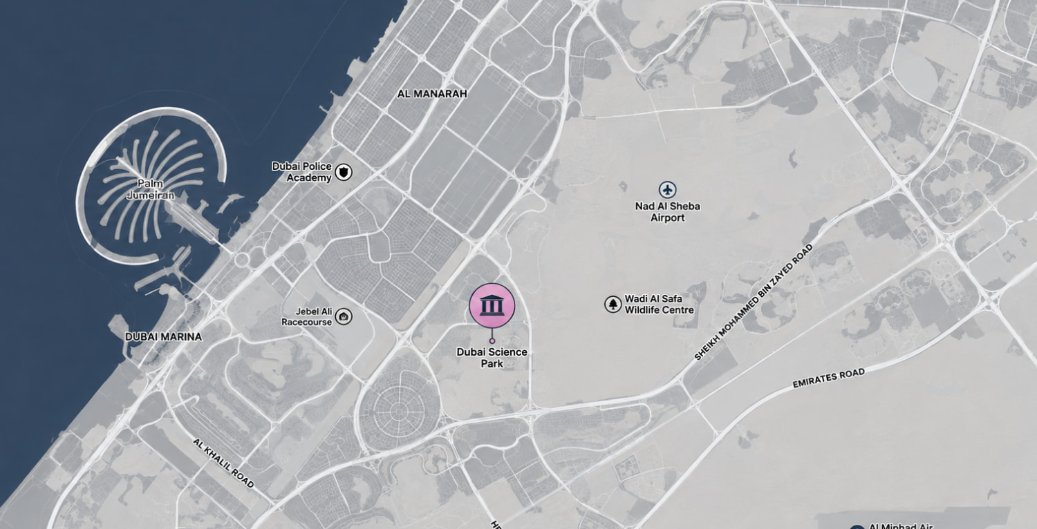 Map of Dubai Science Park and its surroundings