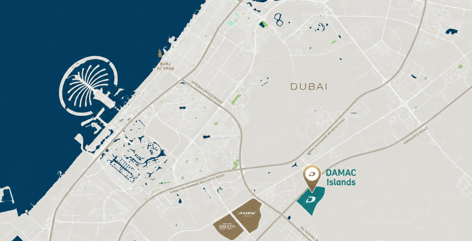 Map of Damac Islands and its surroundings