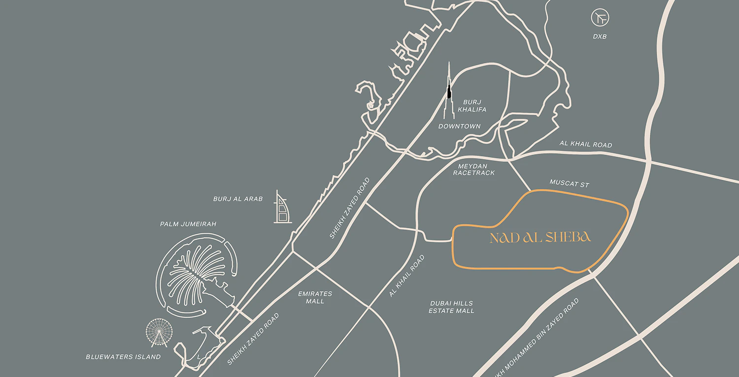 Map of Nad Al Sheba and its surroundings