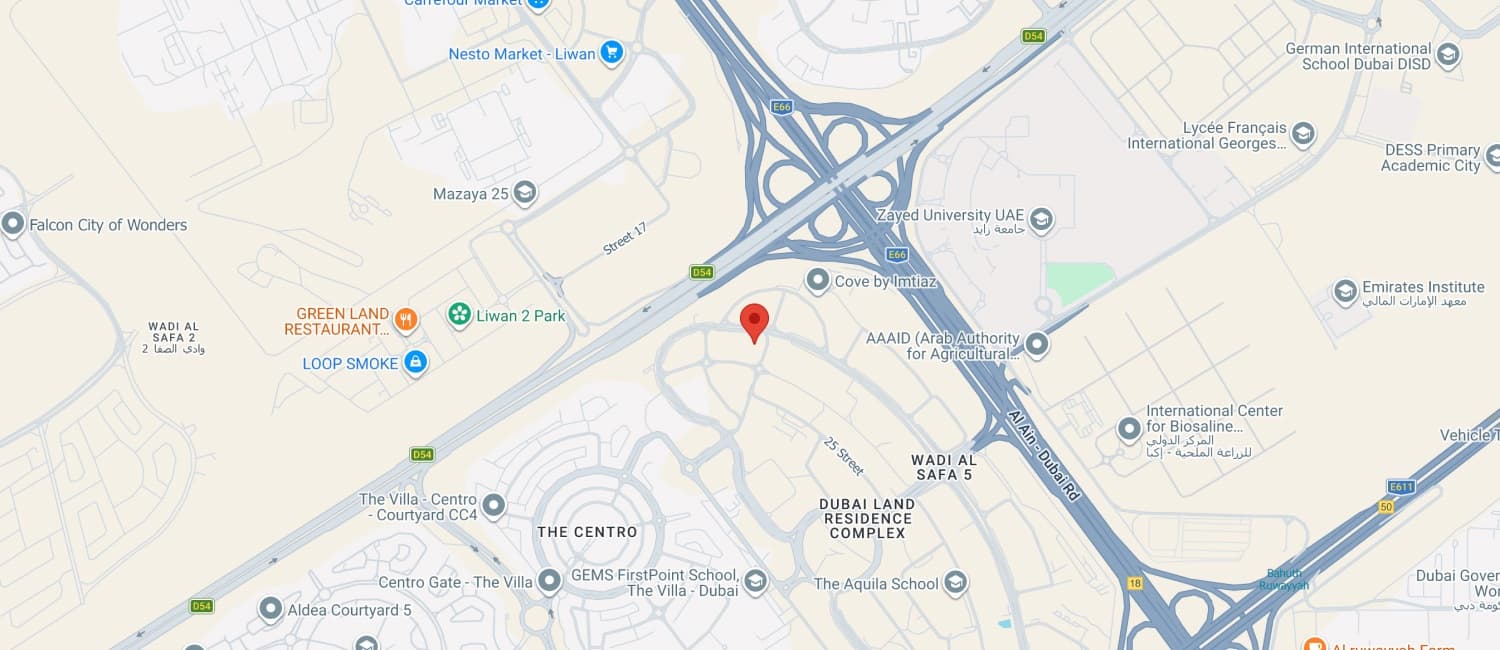 Map showing the location of The Archive in Dubailand Residence Complex