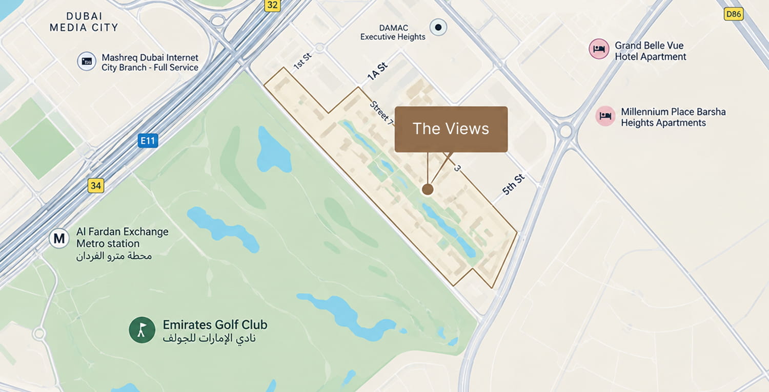 Map of The Views and its surroundings