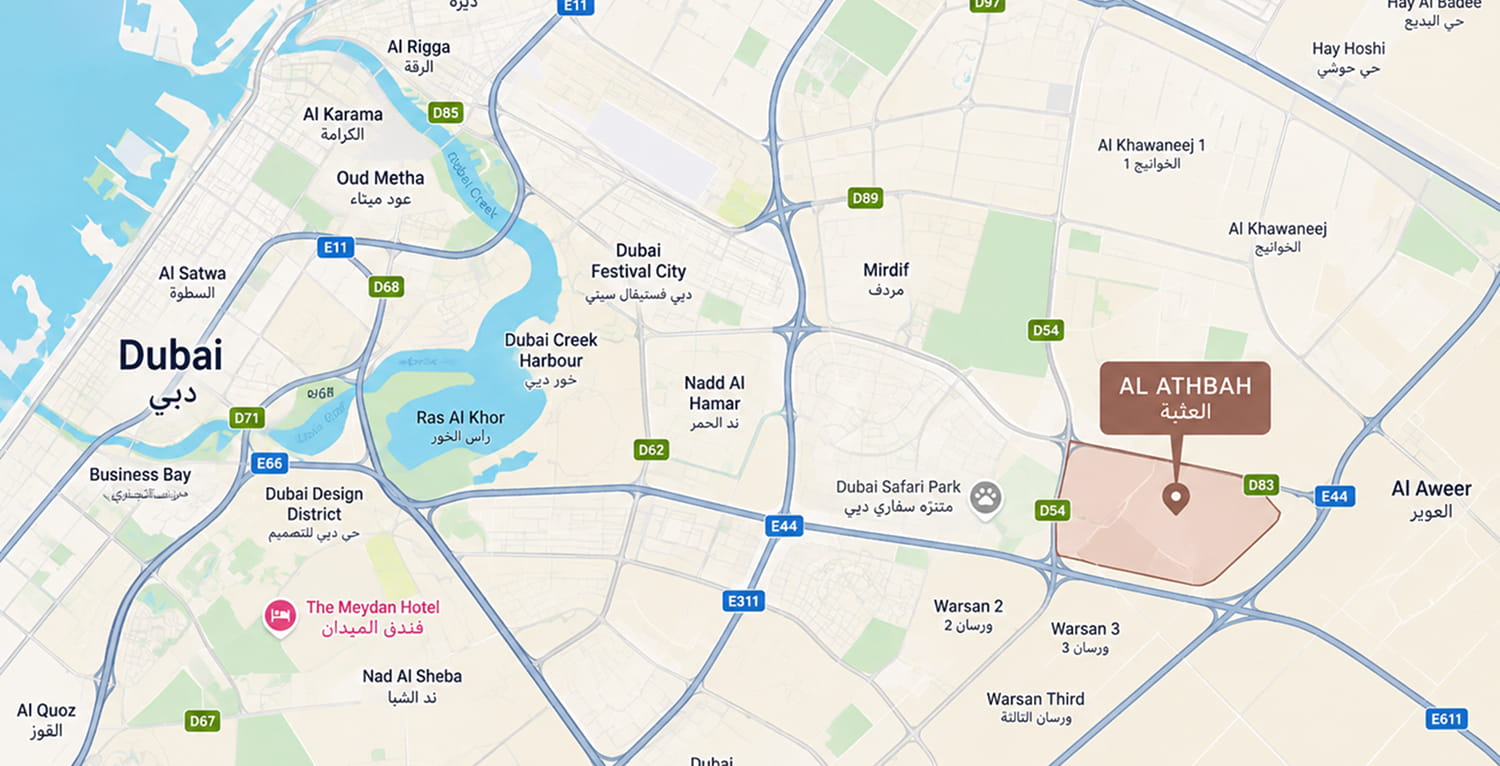 Map of Al Athba and its surroundings