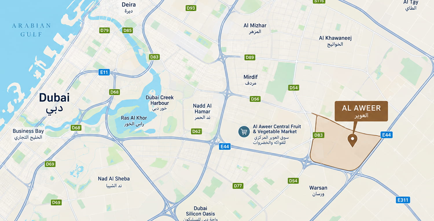 Map of Al Awir and its surroundings