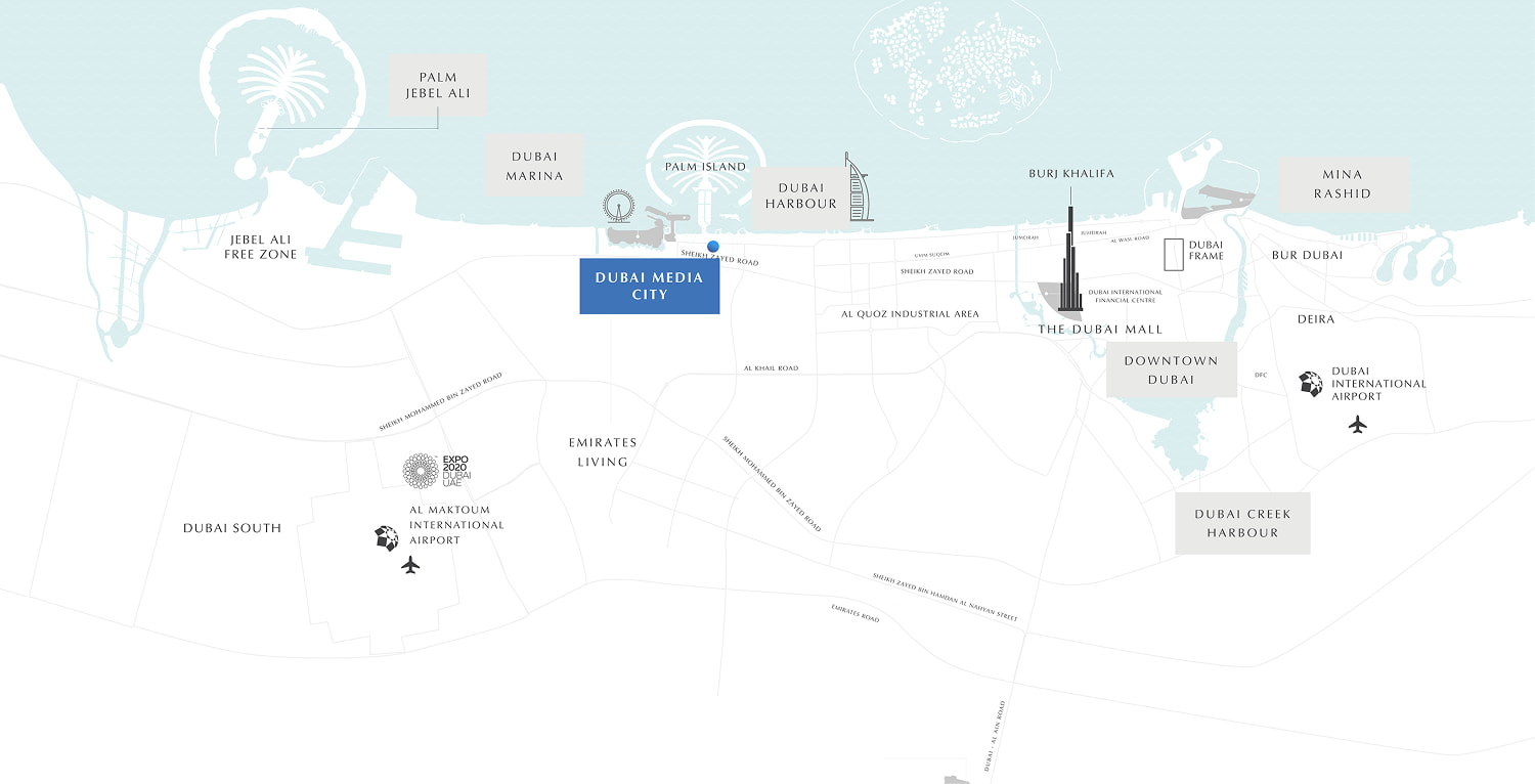 Map of Media City and its surroundings
