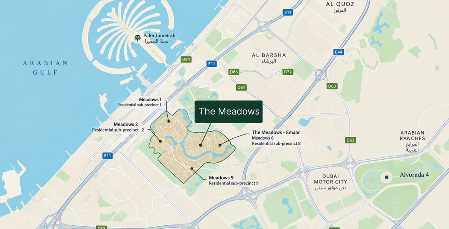 Map of The Meadows and its surroundings