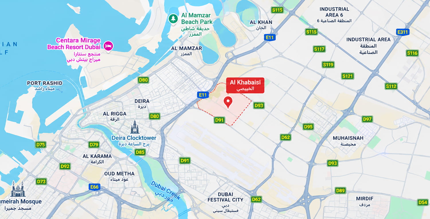 Map of Al Khabisi and its surroundings