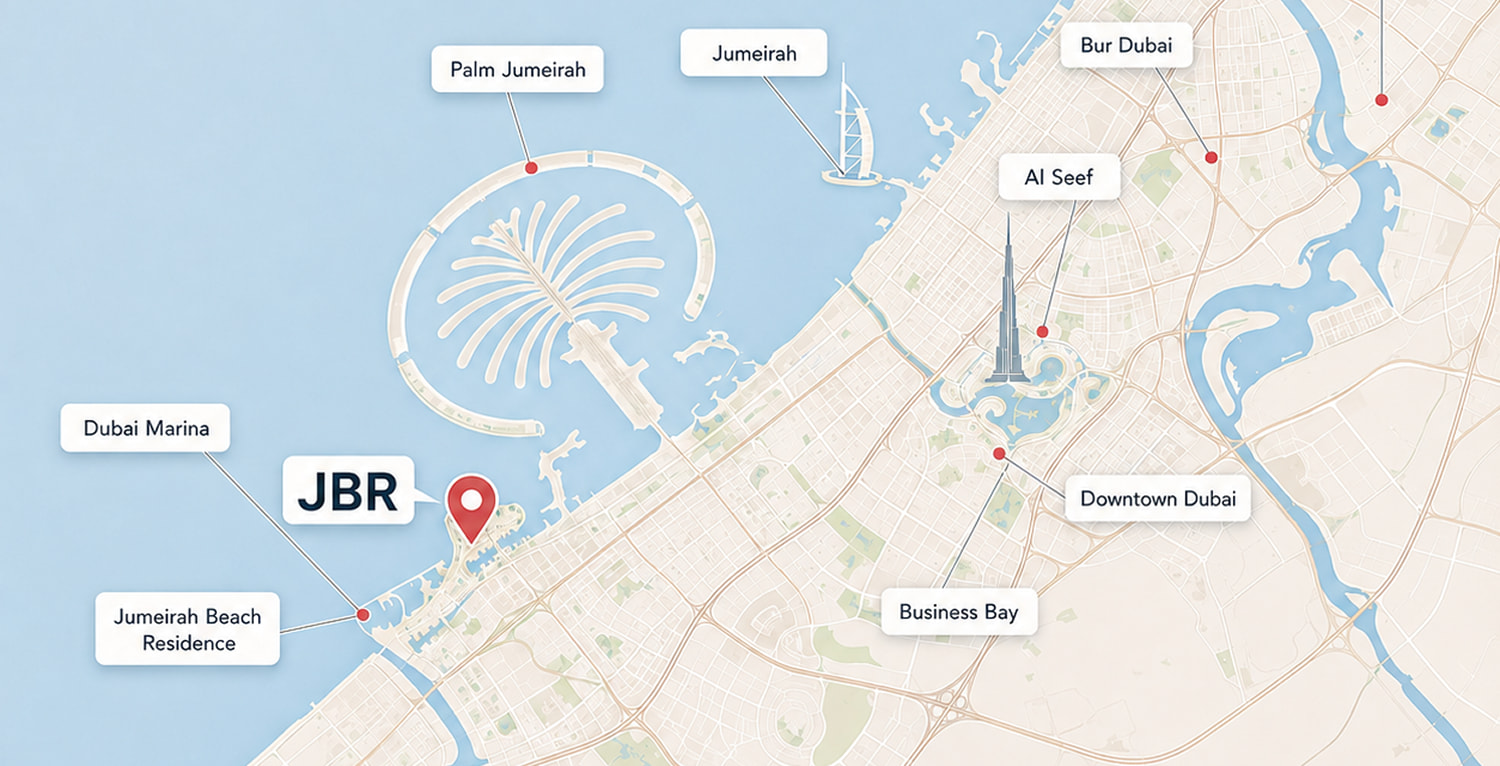 Map of Jumeirah Beach Residence and its surroundings