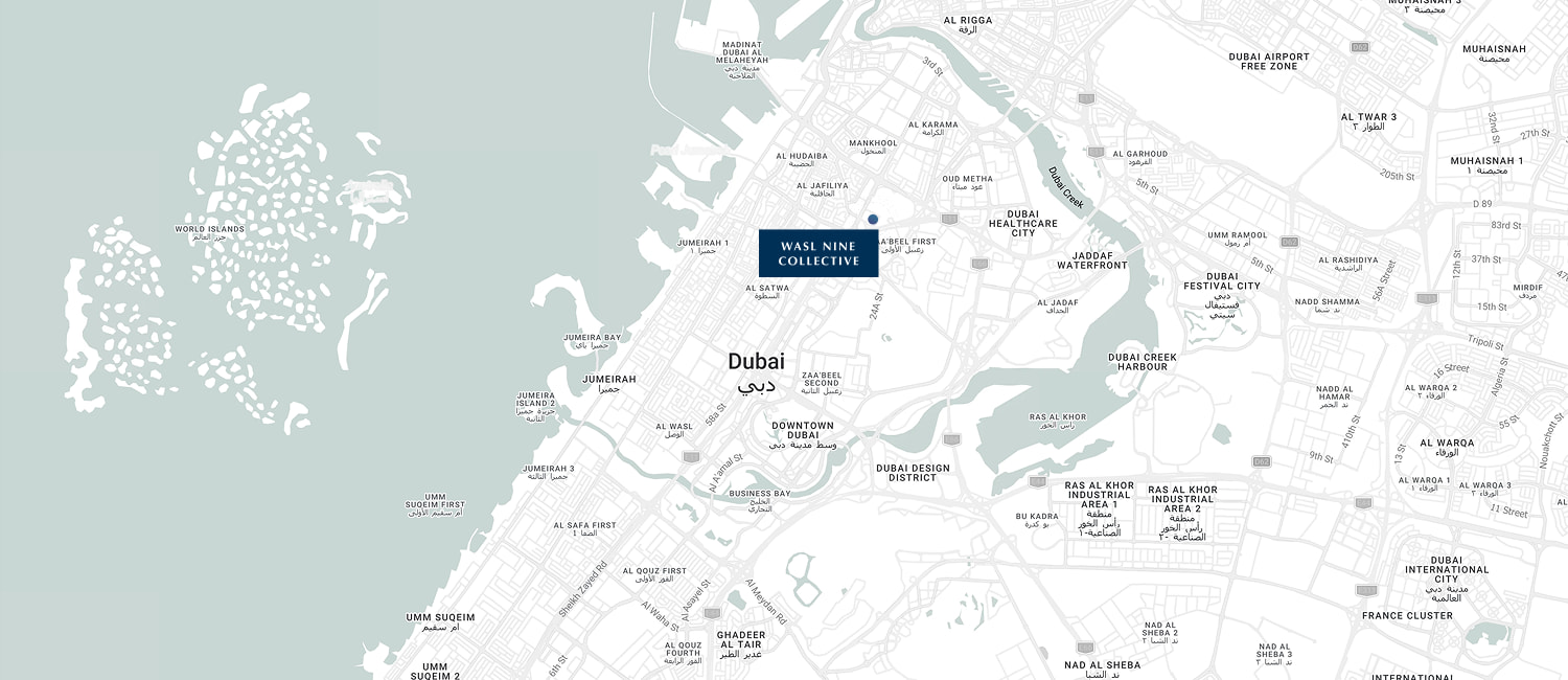 Map showing the location of Nine Collective