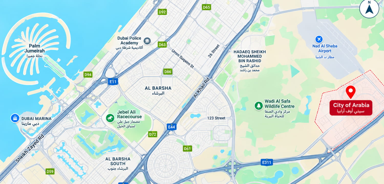 Map of City of Arabia and its surroundings