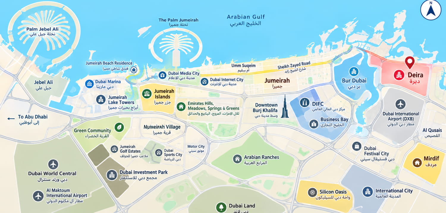 Map of Deira and its surroundings