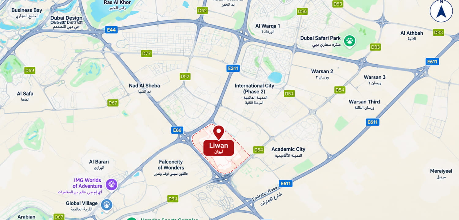 Map of Liwan and its surroundings