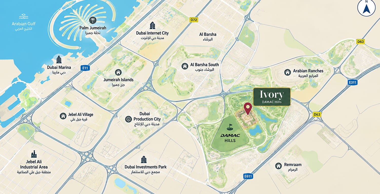 Map of Ivory and its surroundings
