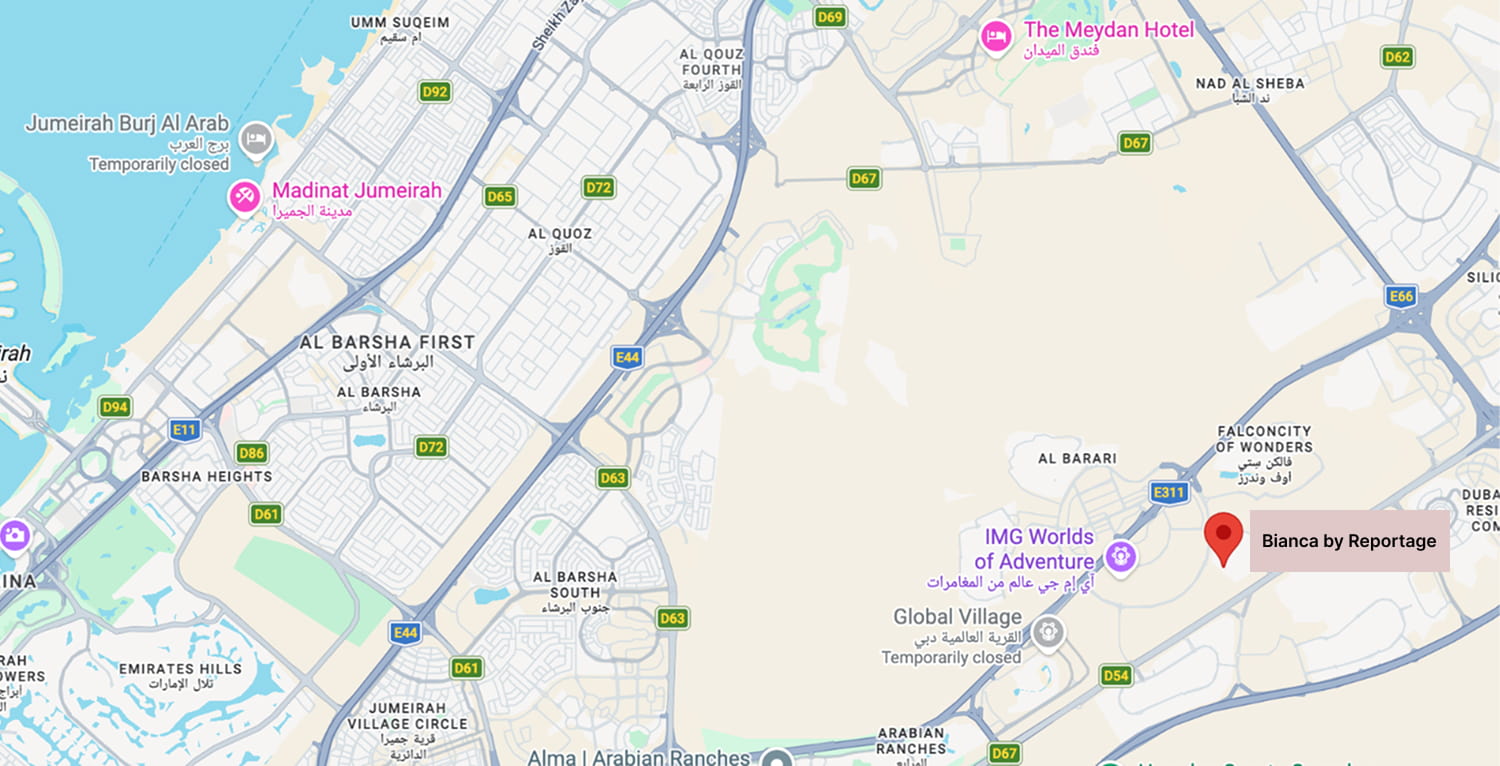 Map of Bianca, Dubailand and its surroundings