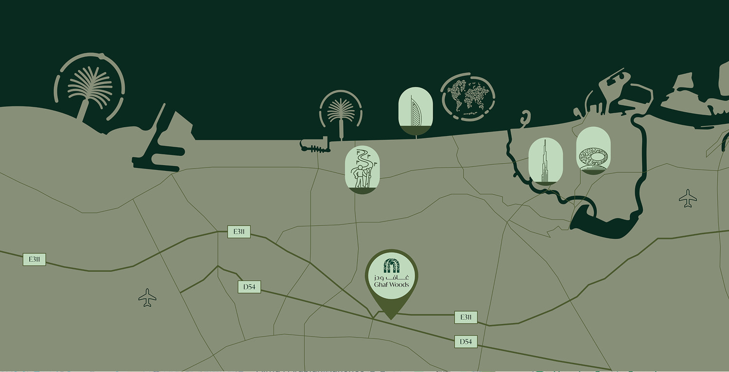 Map of Ghaf Woods and its surroundings
