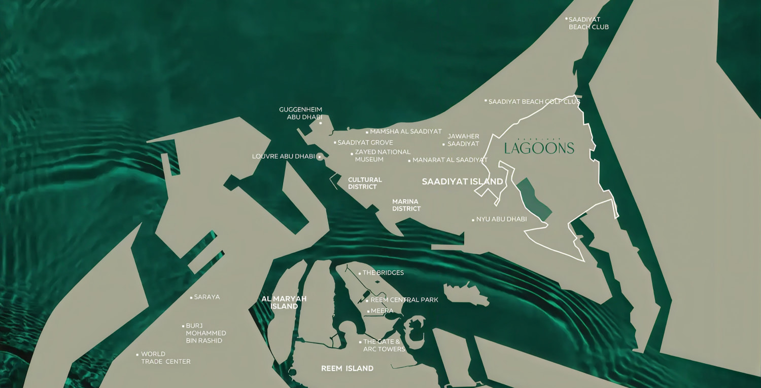 Map of Saadiyat Lagoons and its surroundings