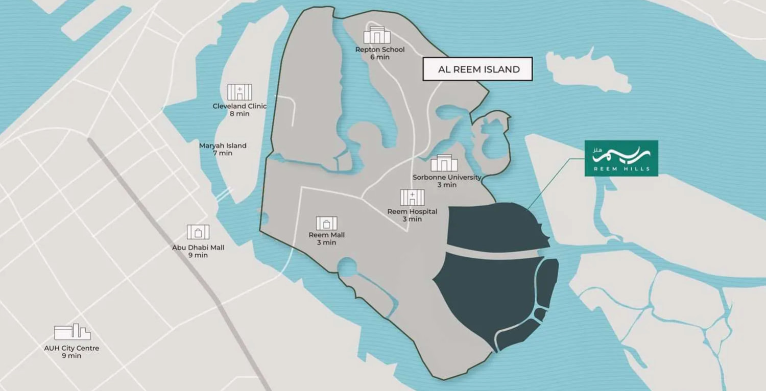 Map of Reem Hills and its surroundings