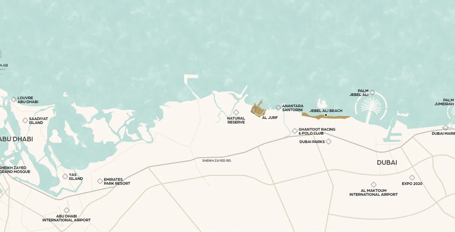 Map of Al Jurf and its surroundings
